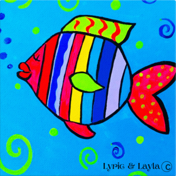 Fish Lady 12x12 Canvas