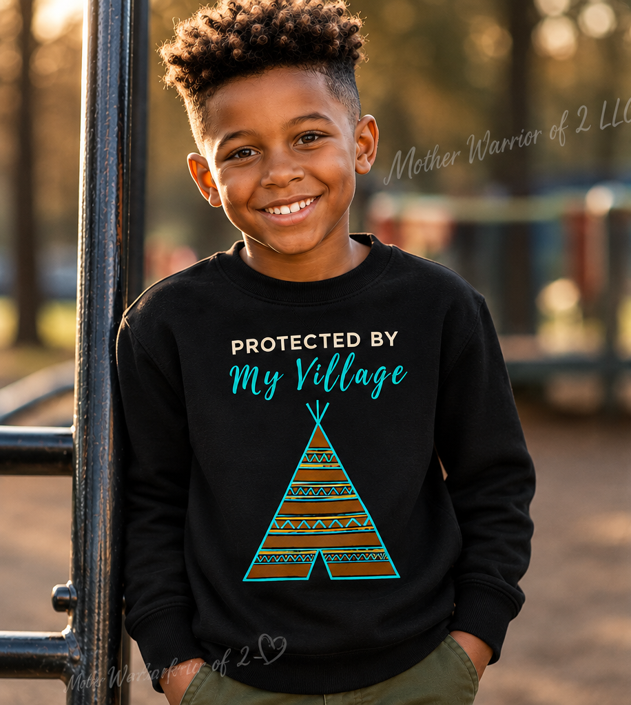 Protected by my Village Youth crewneck sweatshirt